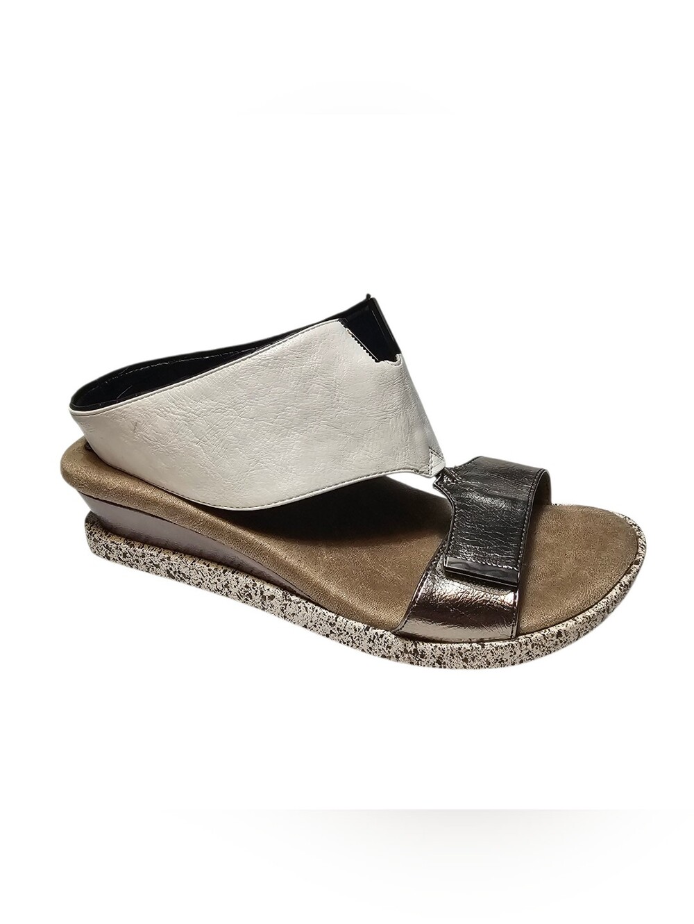Modzori Womens 7 Kleo Sandals Shoes Reversible White Flip To Black Wedge Slip On - Picture 7 of 9